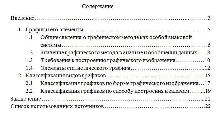 Образец содержания реферата